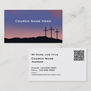 Carte De Visite Église / Trois croix religieuses avec code QR