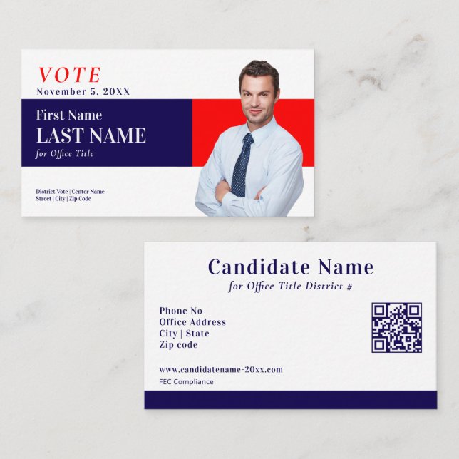 Carte De Visite Élections politiques Candidat à la campagne person (Devant / Derrière)