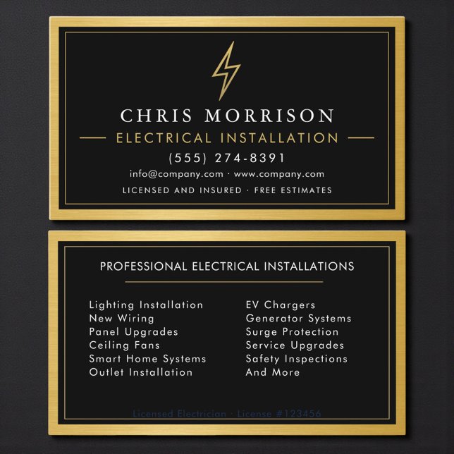 Carte De Visite Electrical Installation Electrician Metallic (Créateur téléchargé)