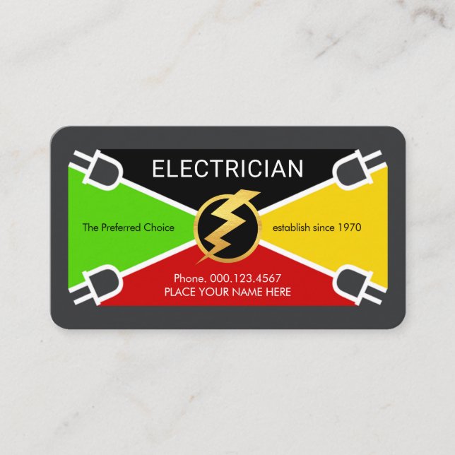 Carte De Visite Electrical Wire Colors Plug Connection (Devant)