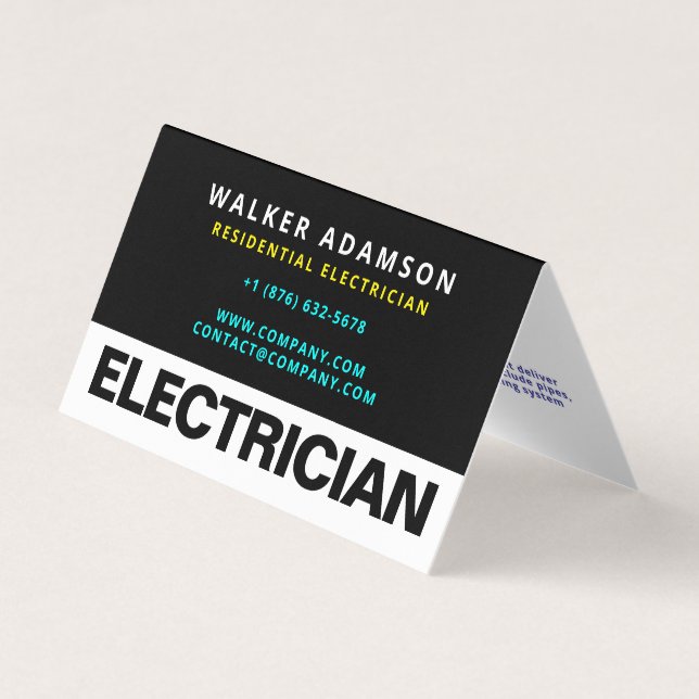 Carte De Visite Électricien agréé professionnel plié (Devant)