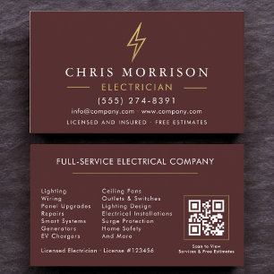 Carte de Visite Électricien Code QR Moderne Bourgo