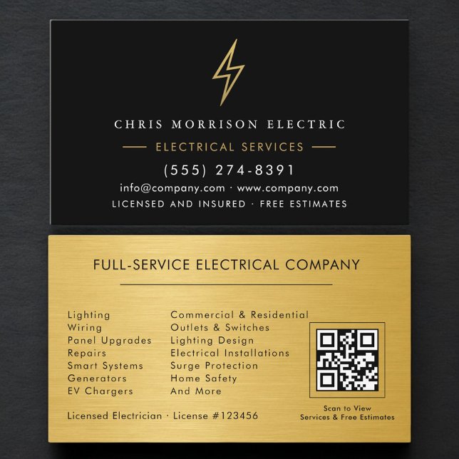 Carte de visite Électricien Compagnie Électrique C (Créateur téléchargé)