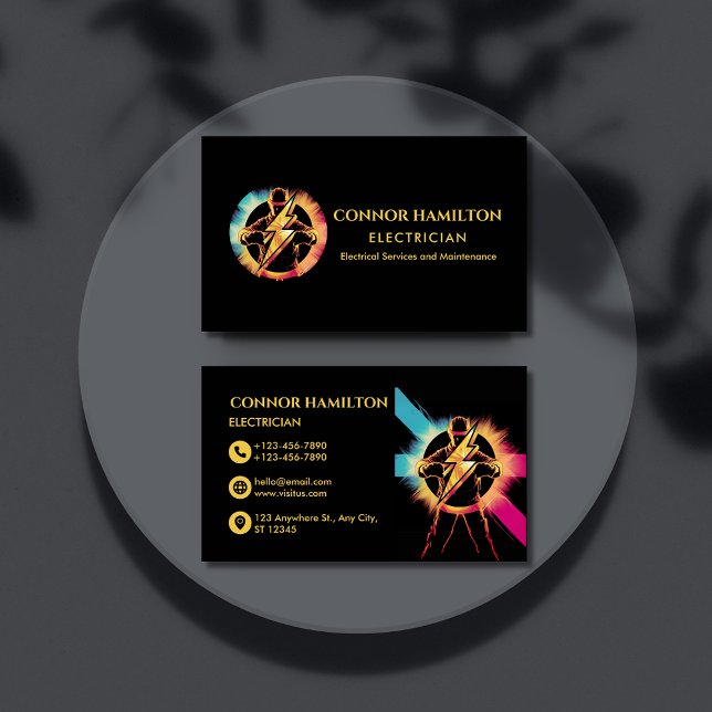 Carte De Visite Electricien Cool moderne et tendance à la foudre (Créateur téléchargé)