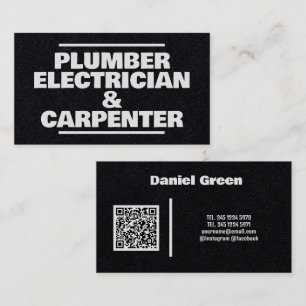 Carte De Visite Électricien de plomberie et charpentier QR Premium
