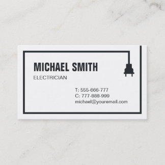 Carte De Visite Électricien de prise de courant minimaliste de fil
