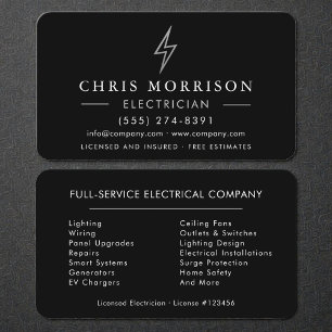 Carte De Visite Électricien Électrique Argent Noir