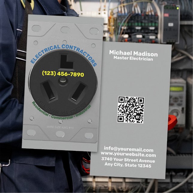 Carte De Visite Électricien | Entrepreneur en électricité (Créateur téléchargé)