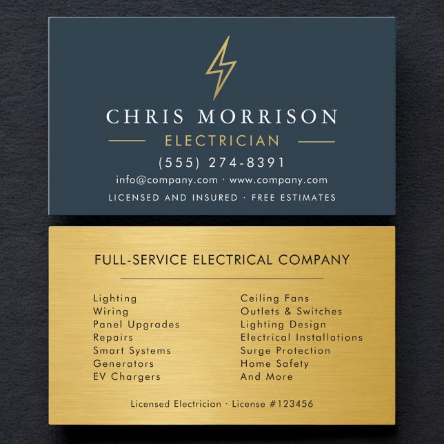 Carte De Visite Électricien Industriel Or Entrepreneur Polyvalent (Créateur téléchargé)