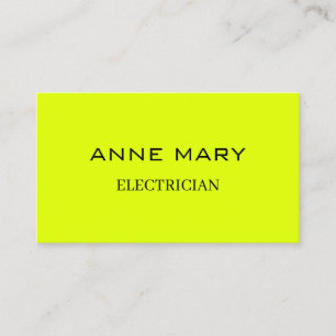 Carte De Visite Électricien Jaune Néon Électricité Fluorescent