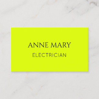 Carte De Visite Électricien Jaune Néon Électricité Moderne Élégant