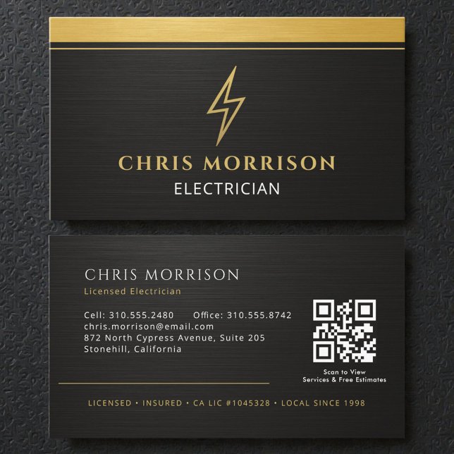 Carte De Visite Électricien Moderne Code QR (Créateur téléchargé)