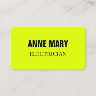 Carte De Visite Électricien Néon Jaune Fluorescent Électricité