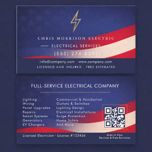 Carte De Visite Électricien Patriotique Service Électrique