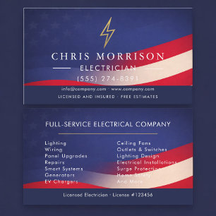 Carte De Visite Électricien Professionnel Patriotique