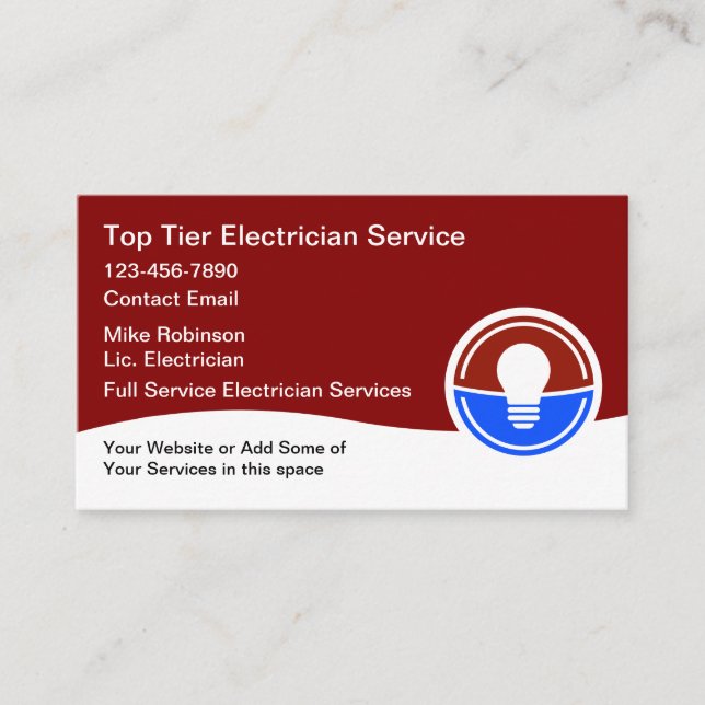 Carte De Visite Électricien Services Électriques Modernes (Devant)