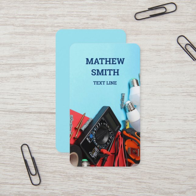 Carte De Visite Électricien vertical (Devant/Arrière en situation)