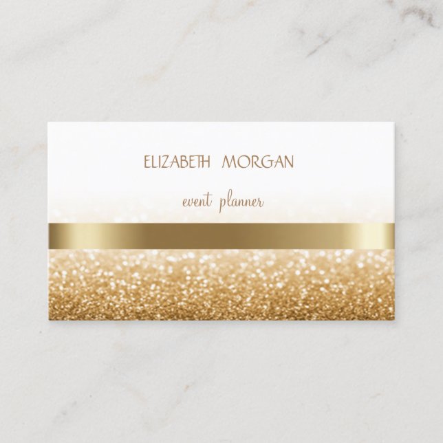 Carte De Visite Elegan Moderne Simple Glittery Bokeh, Gold Stripes (Devant)