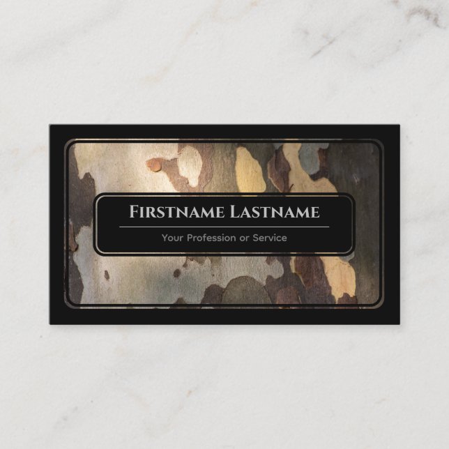 Carte De Visite Elegan noir encadré en bois de style bois (Devant)