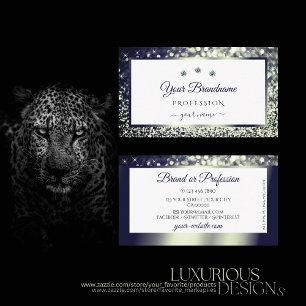 Carte De Visite Elegance Bleu Argent Ombre Blancs Diamants de Part