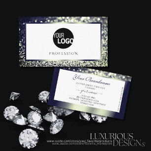 Carte De Visite Elegance Blue Silver Ombre Parties scintillant Bla