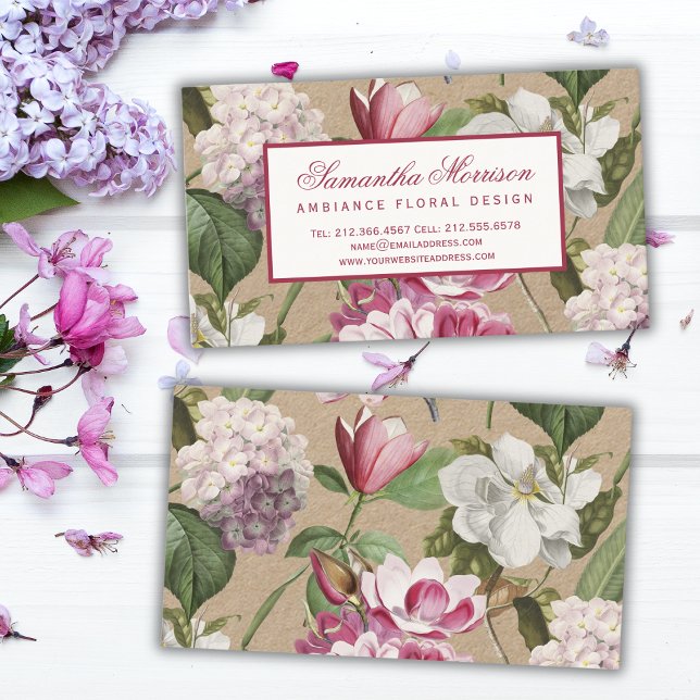 Carte De Visite Élégance de la boutique de fleurs botaniques vinta (Créateur téléchargé)