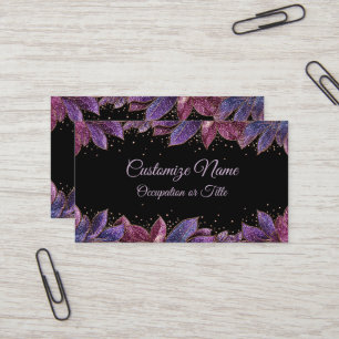 Carte De Visite Élégance de minuit Jewel Leaf Feuillage bleu viole
