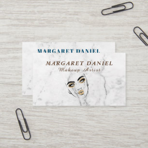 Carte De Visite Élégance Intemporelle Maquilleuse Marbre Blanc