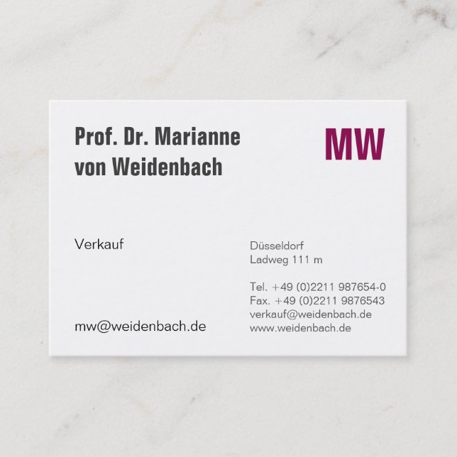 Carte De Visite Élégance Maximale (Devant)