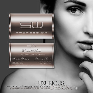 Carte De Visite Elégance Rose foncé Or et Faux Initiales 3D Noble