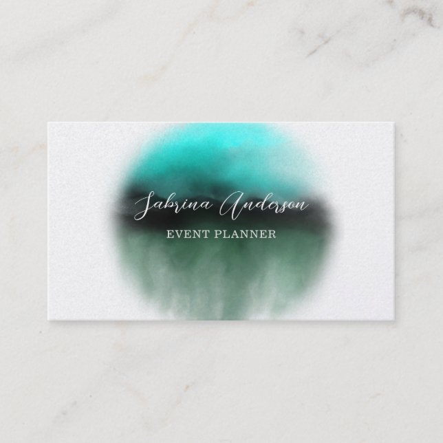 Carte De Visite Élégant Abstrait Aquarelle Bleu Perle Premium (Devant)