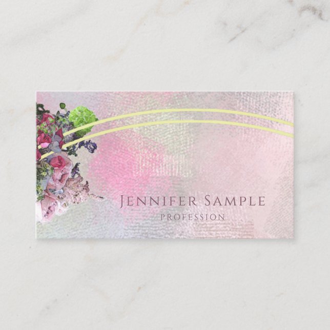 Carte De Visite Élégant Abstrait Fleurs d'aquarelle professionnell (Devant)