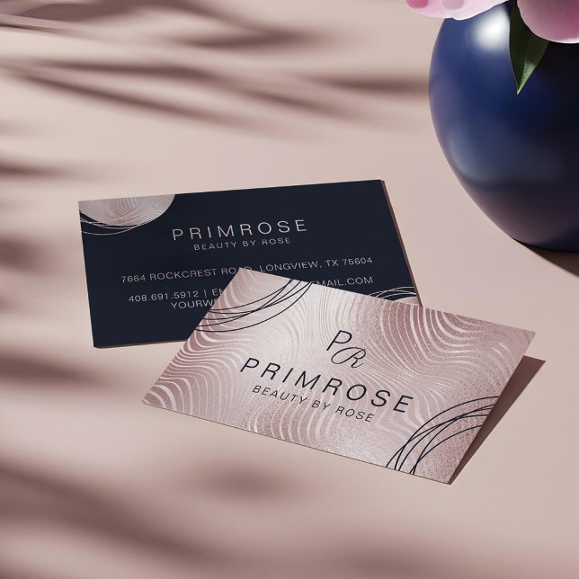 Carte De Visite Élégant Abstrait Glam Rose Gold Luxury Monogramme (Elegant Abstract Glam Rose Gold Luxury Monogram Business Card)