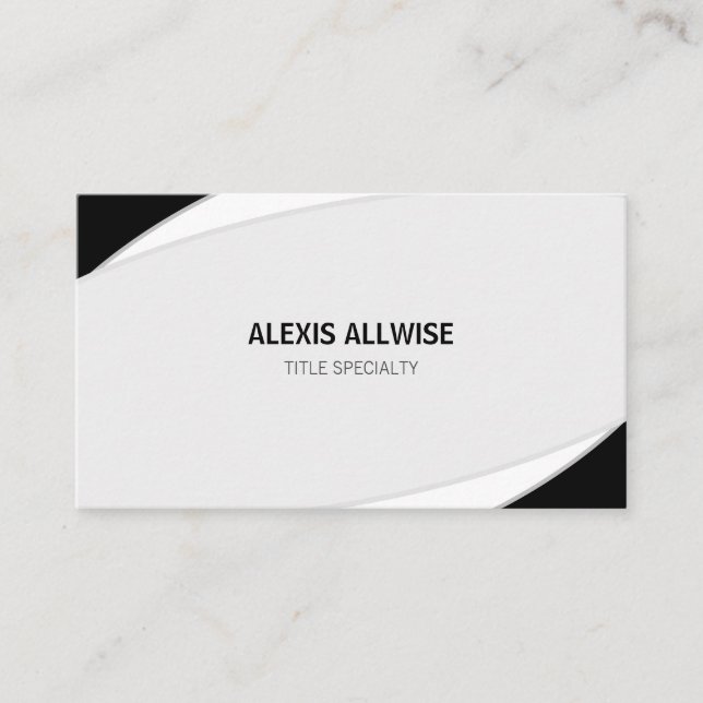 Carte De Visite Élégant Abstrait Gris Argent Noir & Blanc (Devant)