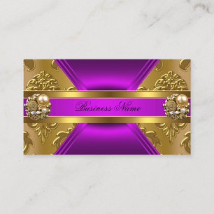 Carte De Visite Élégant Affaires Purple Magenta Or Damask Jewel