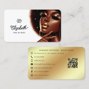 Carte De Visite Elégant Afro Glam Melanin Chic Hair & Nail Salon