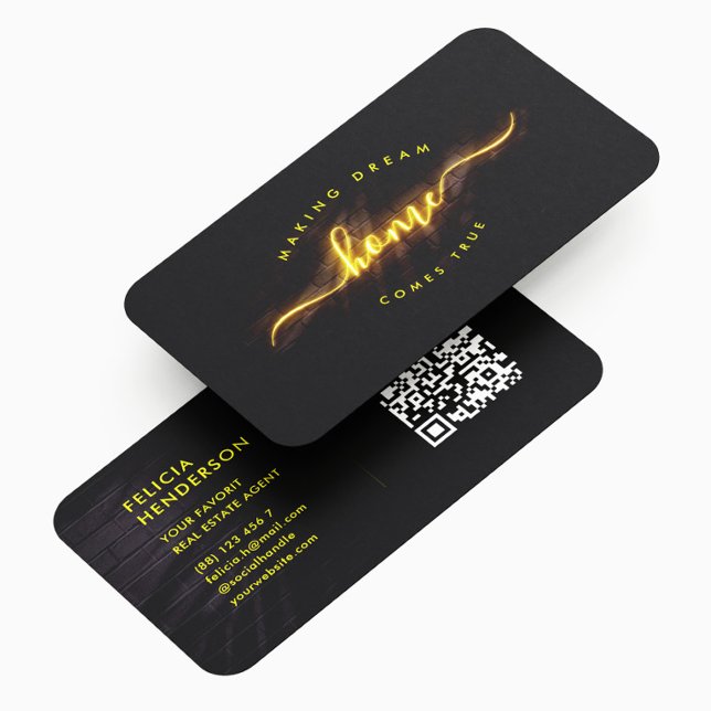 Carte De Visite Élégant agent immobilier moderne Realtor QR (Créateur téléchargé)