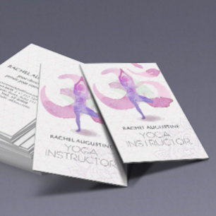 Carte De Visite Élégant Aquarelle Yoga Méditation Pose Om Symbole