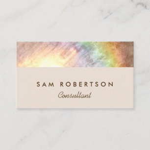 Carte De Visite Elégant arc-en-ciel holographique beige