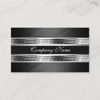 Carte De Visite Elégant Argent Chrome Métal Noir 2