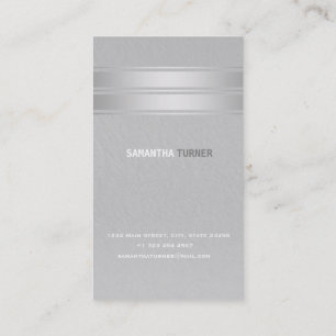 Carte De Visite Élégant Argent Faux Stripes Professionnel Personna