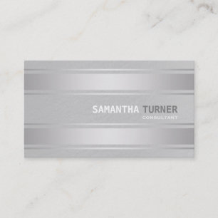 Carte De Visite Élégant Argent Faux Stripes Professionnel Personna