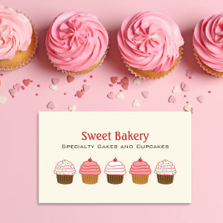 Carte De Visite Élégant Arrière - plan de crème Cupcake de boulang