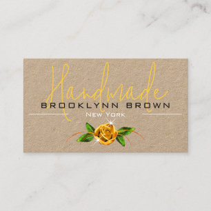 Carte De Visite Elégant artisanal artisanal Fleur Rose Jaune