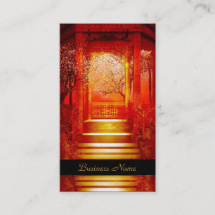 Carte de visite Elegant Asiatique Scène Or Rouge
