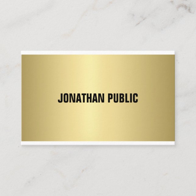 Carte De Visite Élégant Aspect Doré Professionnel Moderne Simple U (Devant)