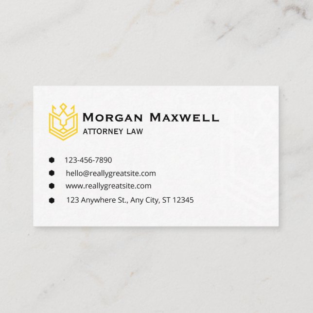 Carte De Visite Elegant Attorney Business Card | Lawyer & Legal  (Dos)