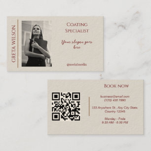 Carte de visite élégant avec code QR et photo