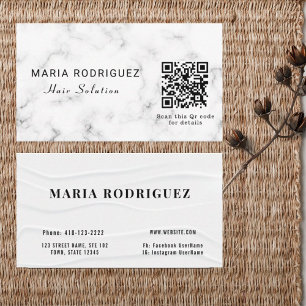 Carte De Visite Élégant avec intégration de marbre blanc et code Q