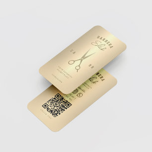 Carte De Visite Elégant Barbershop Hairstyliste Ciseaux Or